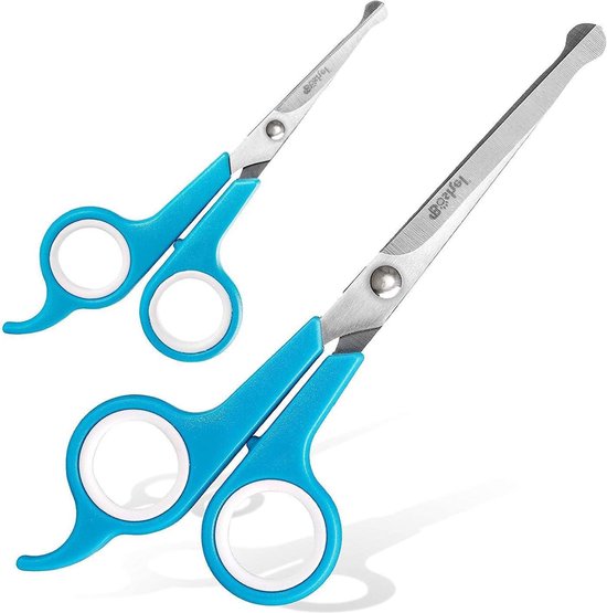 Foto: Hondenschaar set 2 pet grooming schaar veilige afgeronde tips 1 kleine micro gekartelde hondenschaar voor gezicht oor neus en poot 1 grotere hondenschaar hondenverzorgingsset met search keyword 