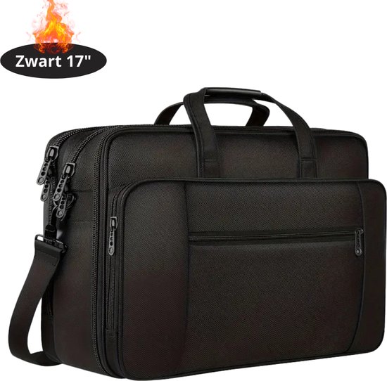 Livano Sacoche pour ordinateur portable résistante aux rayures – Housse pour ordinateur portable – Sac à dos – Sac à bandoulière – Housse pour ordinateur portable – Sac de bureau – Femme et homme – 17 pouces – Zwart
