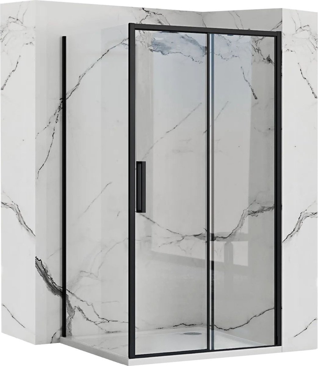 Rea Rapid Slide - Hoekdouchecabine - Zwart - 100X90 Rechthoek - 100X90X195Cm