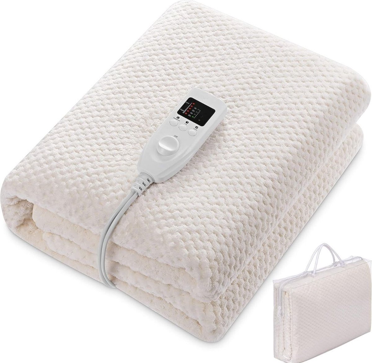 VELTRR® Elektrische Deken 1 Persoon - Warmtedeken Elektrisch - Extra Zacht - Wit
