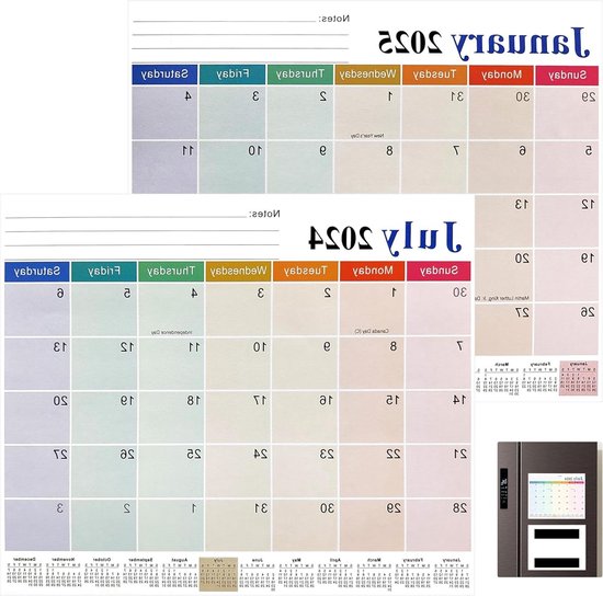 Magnetische kalender voor de koelkast met whiteboard-effect