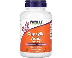 Caprylic Acid/ Caprylzuur - MCT olie (medium chain triglycerides) - 600mg - 100 softgels - Now Foods