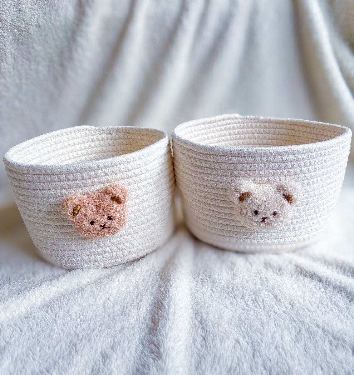 Commodemandjes teddy 2 stuks - setje – teddybeer – commode organizer – opbergmand kinderkamer - babykamer decoratie – kraamcadeau - Baby speelgoed. – foto 4