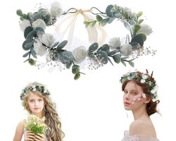 Bloemenkrans voor het haar - bloemenkroon haarsieraad voor de bruid - kunstmatige bladslinger hoofdband - hoofddeksel voor vrouwen - bruiloft verjaardagsfeest communie - bloemenhaaraccessoire - boho chic .
