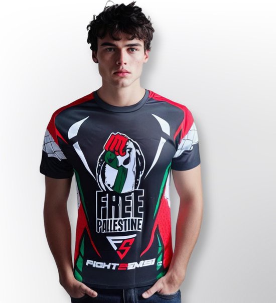 Foto: Fightsense sport t shirt free palestina ademend sneldrogend maat s