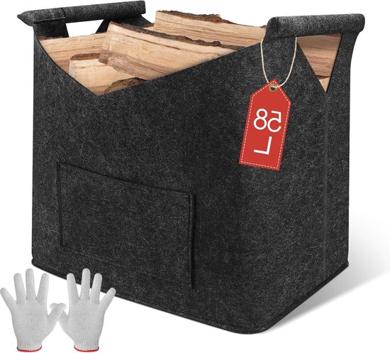 Brandhoutdrager bruin 94 x 37 x 46 cm | Houtbakken & manden | flexibel