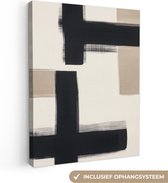 Tableau sur toile 60x80 cm - Décoration murale Zwart - Abstrait - Japandi - Décoration murale murale salon - Décoration chambre - Accessoires chambre - Peintures sur toile