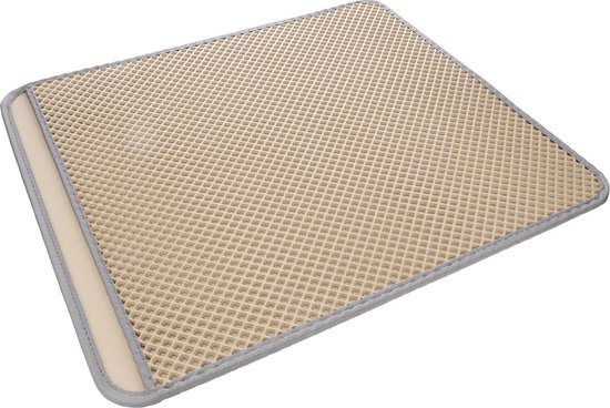 Tapis de litière pour chat Flamingo Beige – 70 cm L x 60 cm l x 1,3 cm H, Design efficace mais élégant, antidérapant, imperméable, facile à nettoyer