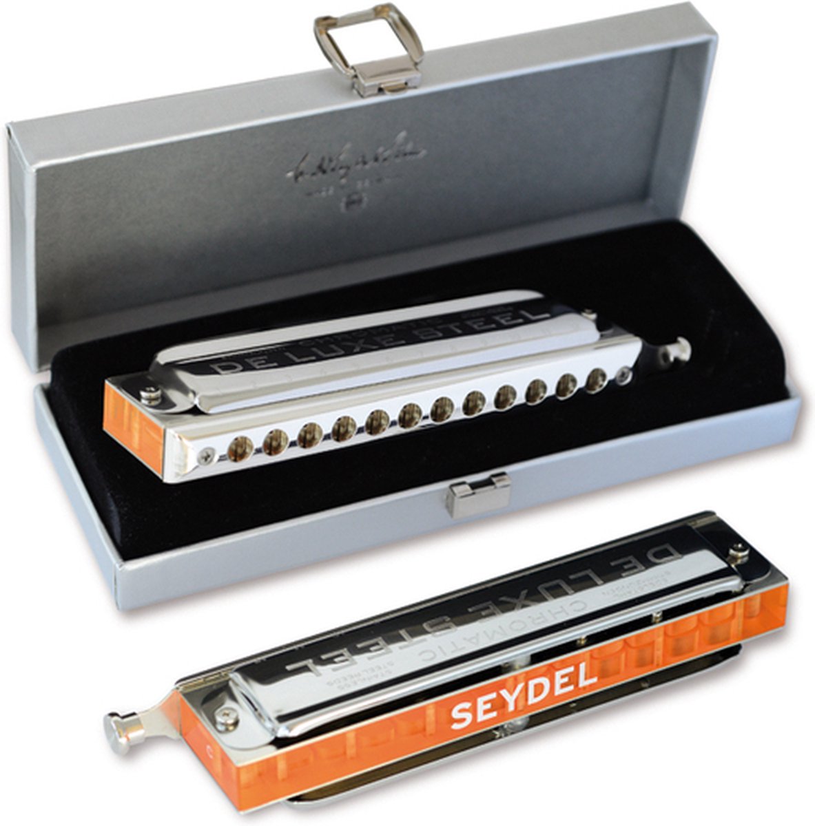 Seydel chromatic DE LUXE steel Solo toonsoort C - chromatische mondharmonica - 12-gaten - topmerk - kwaliteit