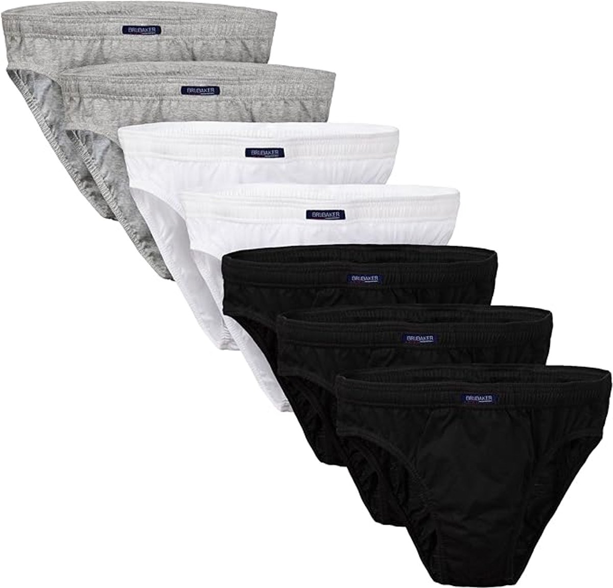 BRUBAKER 7-Pack Herenslip Katoenmix 3x Zwart / 2x Wit / 2x Grijs Maat L