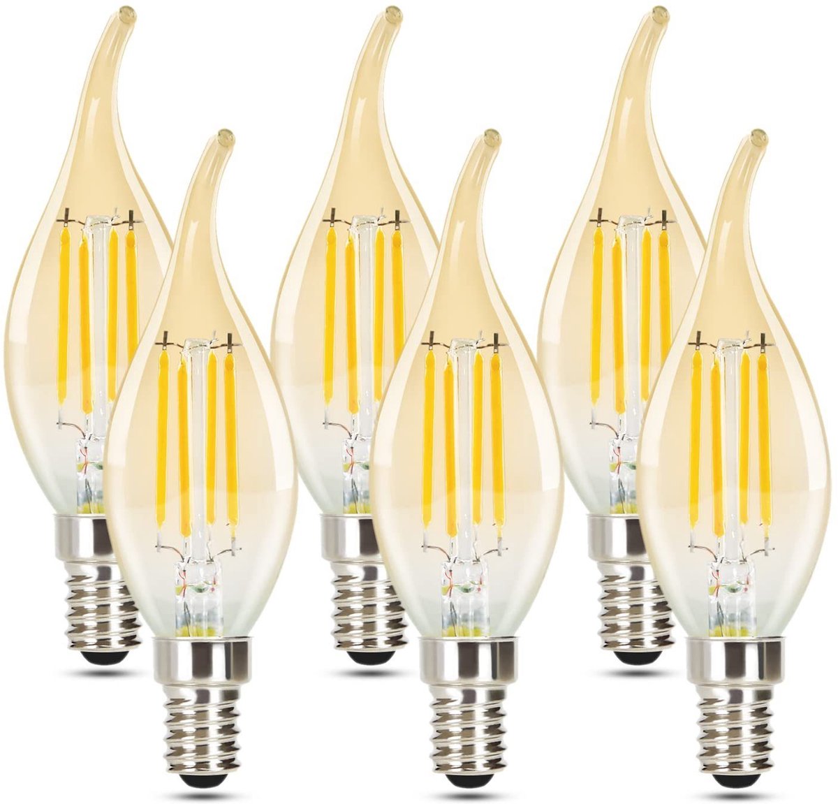 NETTLIFE E14 Gloeilampen - 6 Stuks - Warm wit - 4W - Retro - Vervangt 40W - Heldere Kaarslamp - voor Kroonluchter Café Bar Restaurant