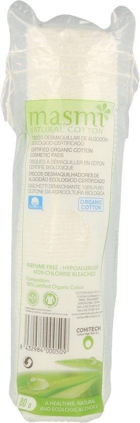 Make-up remover pads van biologisch katoen 80 eenheden|Cotton Make-up Discs 80 units|Cotons Démaquillants 80 unités