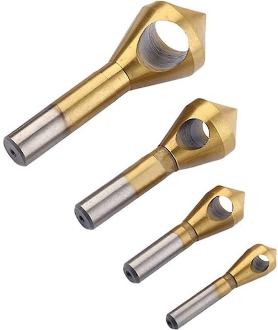 Foto: Verzinkborenset 4 stuks verzinker verzinkboor staal goud titanium coating 10mm 14mm 21mm 28mm metaalboren fschuining ontwikkelingstools