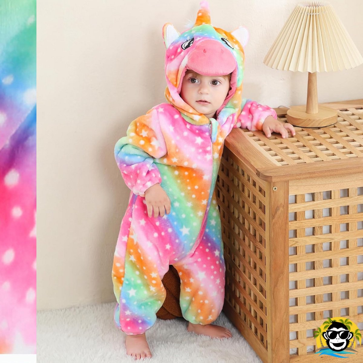 BoefieBoef Unicorn Regenboog Dieren Baby Onesie Peuter Pyjama Kinderen 2-4 jaar 6 maanden tot 2 jaar – Eenhoorn – Verkleedkleding met Luierrits – Voor Carnaval, Kerst- en Kraamcadeau – Flanel - Romper - Boxpak - Jongen - Meisje - Kruippak - Winterpak — afbeelding 10