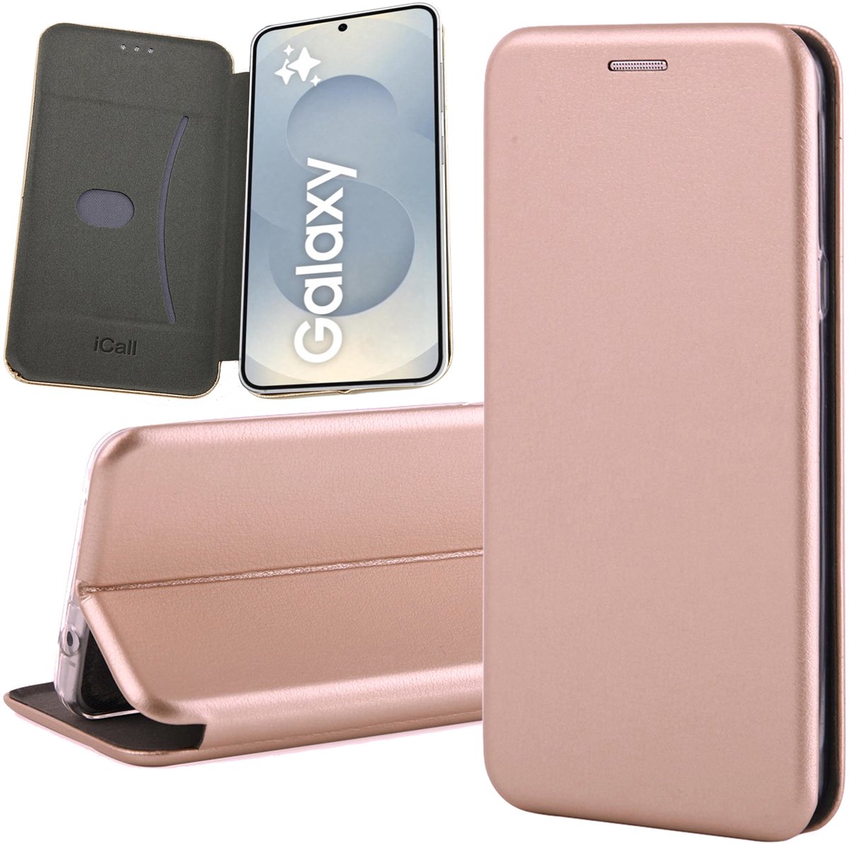 Hoesje geschikt voor Samsung Galaxy S25 Plus - Wallet Book Case Rosegoud