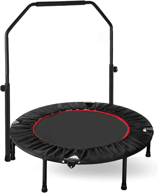 FANTASK Mini-trampoline van 101 cm, belastbaar tot 150 kg, opvouwbare trampoline, tuintrampoline voor volwassenen en kinderen, met in hoogte verstelbare handgreep