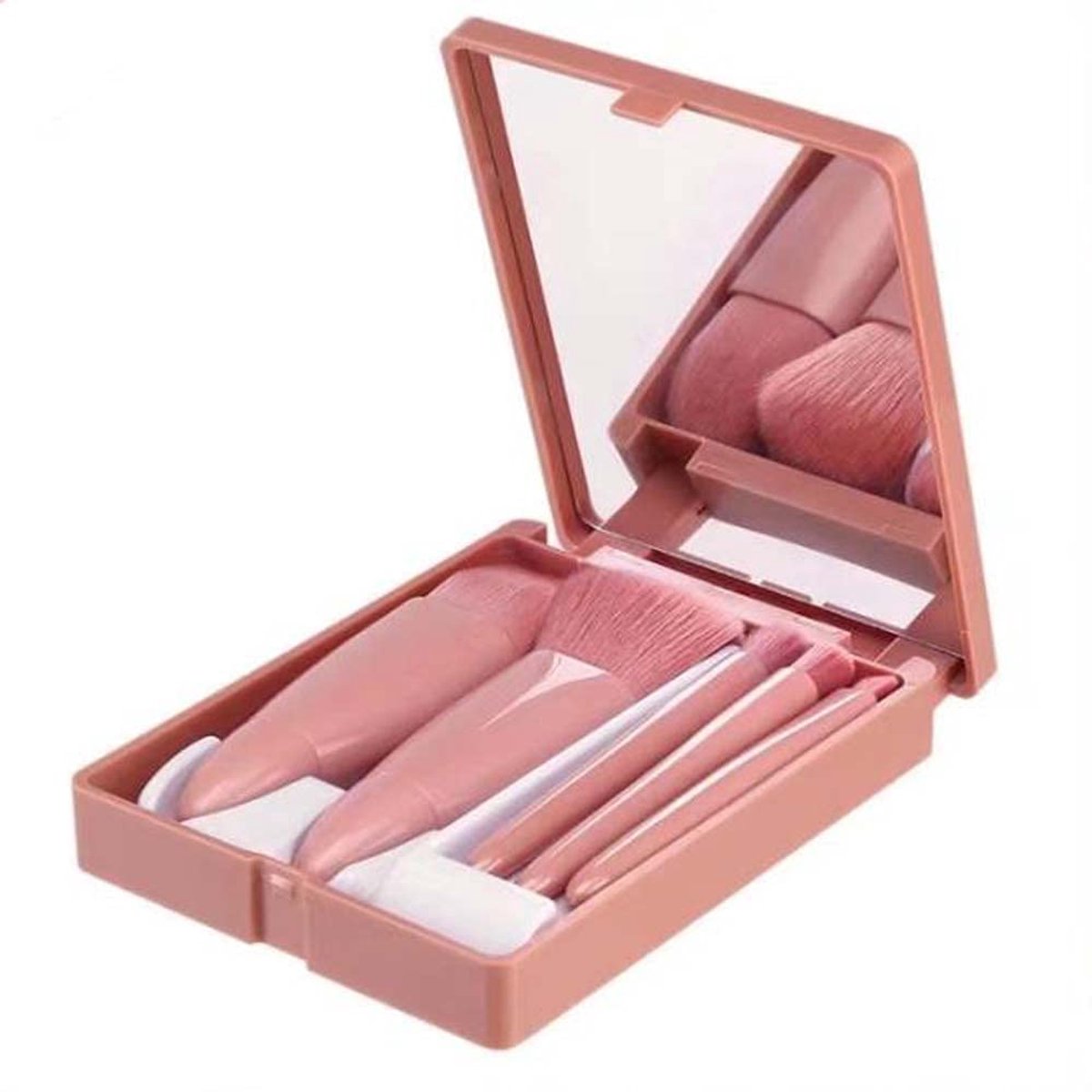 Make-up Kwasten Set met Spiegel - 5-Delig - Make-up Kit - reisvriendelijk