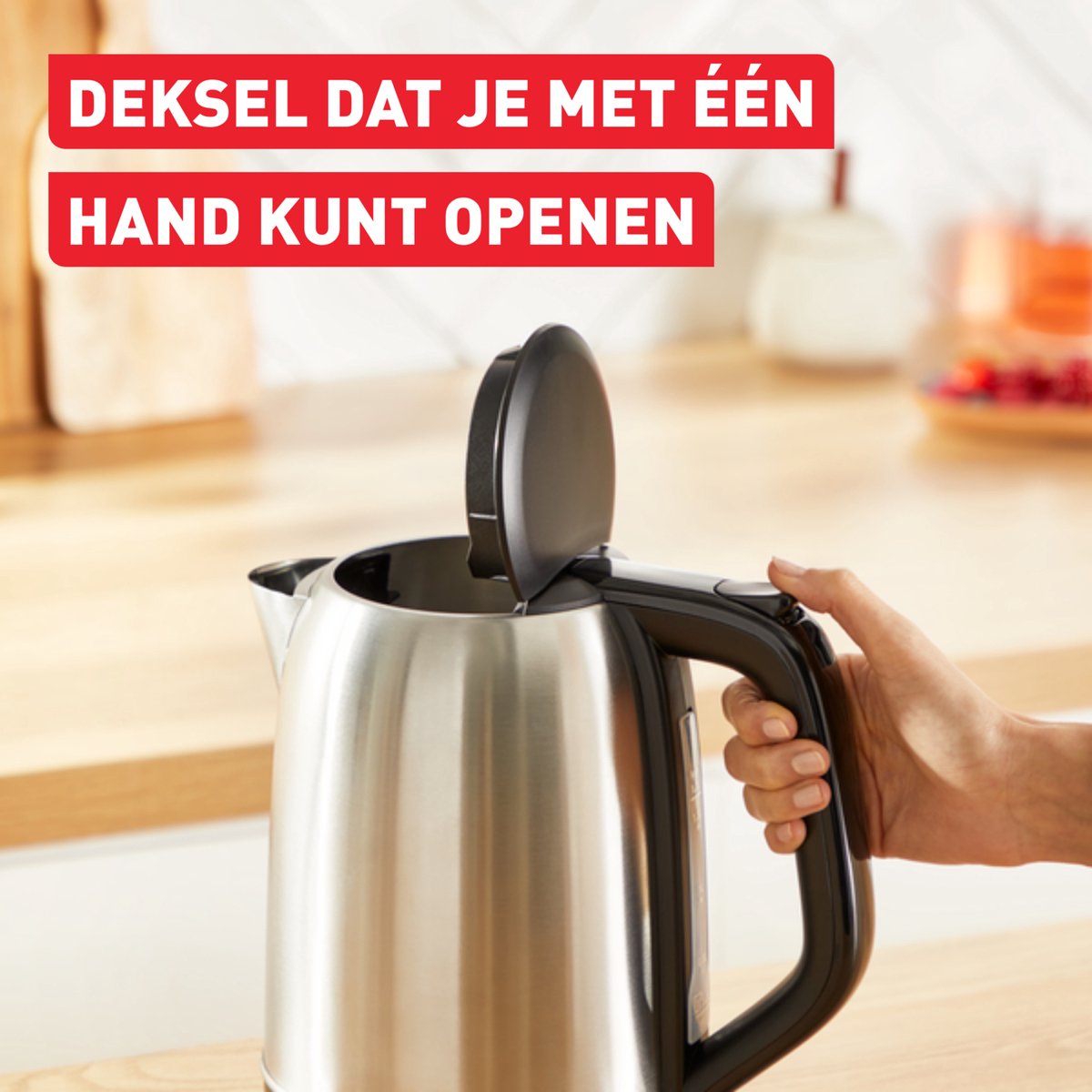 Tefal Subito KO5S0D - Waterkoker - 1,7L - Modern Design - 1-kopsindicator - Uitneembaar Antikalkfilter - 2400W - RVS — afbeelding 2