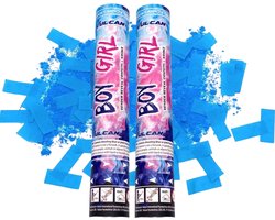 2 Stuks - Gender Reveal Rookkanon Blauw Jongen - Confetti Kanon blauw - Confetti Shooter - Confetti & Rook - Gender Reveal Party