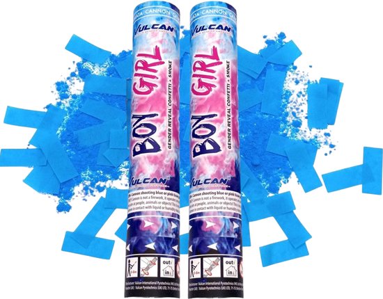 2 Stuks - Gender Reveal Rookkanon Blauw Jongen - Confetti Kanon blauw - Confetti Shooter - Confetti & Rook - Gender Reveal Party