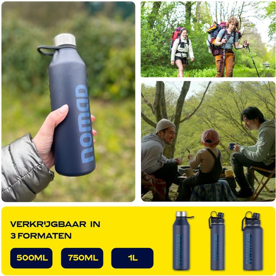 Keith Titan-waterfles, licht, brede opening, campingwaterfles, beker, wandelen, klimmen, fietsen, met opbergtas (1200ml Ti3036