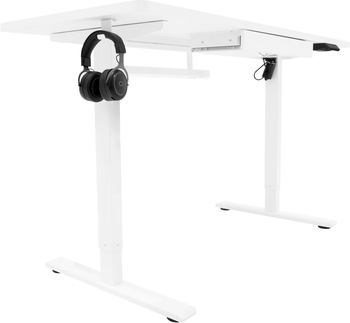 Elektrisch zit-sta bureau met lade - wit - 140x60 cm - usb-a & usb-c