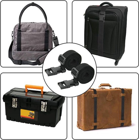 Clord 4-delige Nylon Bagageriemen - 25 Mm Breed, Verstelbaar Met Zij Release Gespen 150 Cm Ideaal Voor Bagage Rugzakken En Omsnoering