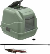 Combideal - Imac Easy Cat Groen Kattenbak + Stevige Kattenhengel Leer+Veer (40 CM)