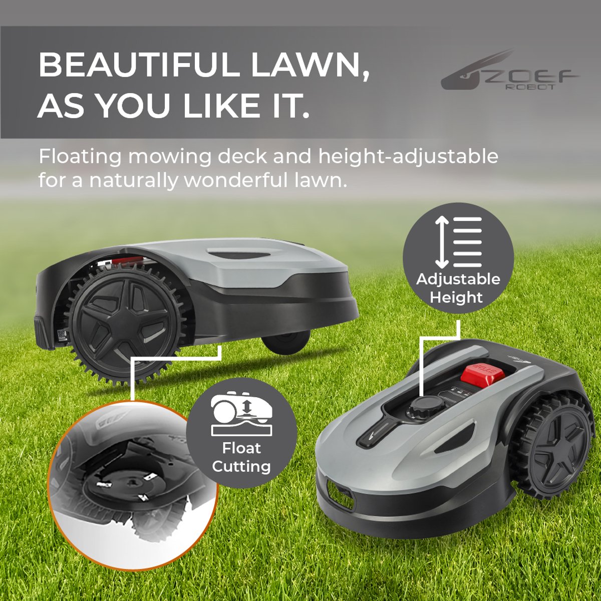 Afbeelding 2 van Zoef Robot - Robotgrasmaaier Teun tot 300m2 met afdekkap - Robot grasmaaier - robotmaaier - robotmaaier 300m2 - grasmaaier