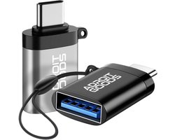 AdroitGoods USB C naar USB A OTG Adapter – 2 stuks – USB C Male naar USB 3.0 Female Adapter Mobiele Telefoon OTG Adapter Compatibel met MacBook Pro/Air iPad Pro/Mini Galaxy Huawei – Grijs & Zwart