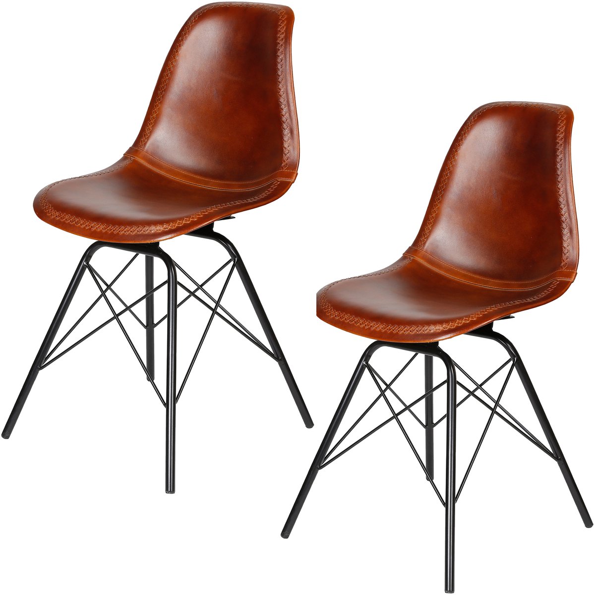 Casa Moro Eetkamerstoel leer bruin - leren stoel Esszimmer Stuhl Leder Braun