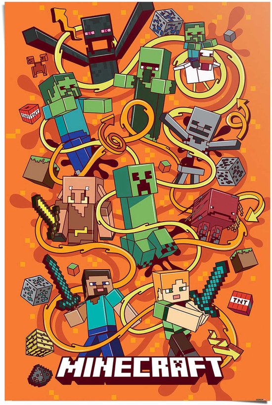 Poster Reinders Minecraft - montage funtage - 91,5x61cm - Papier