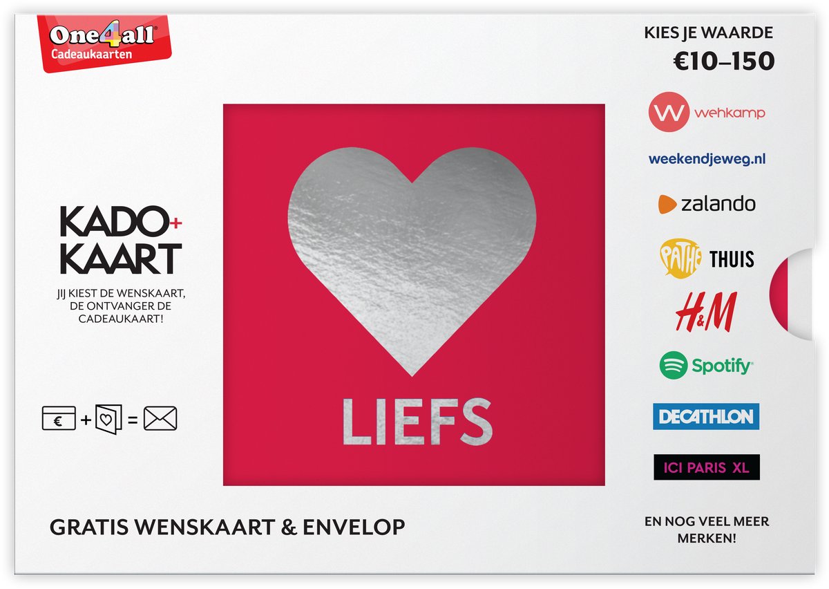 Kado+Kaart Liefs - Cadeaubon - 75 euro + cadeau-envelop