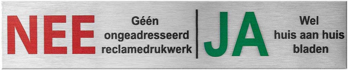 Brievenbusbordje - RVS geborsteld - RVS - GPF - RVS brievenbusbordje 'Nee/Ja' rechthoekig
