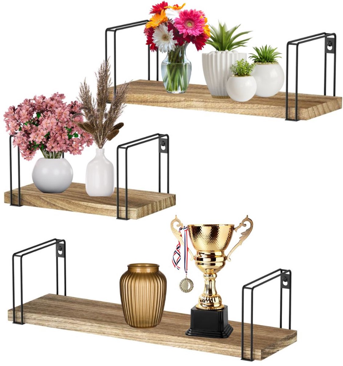 ApexArte® Wandrek Industrieel - Wandplank Zwevend - Wandkast - Hout
