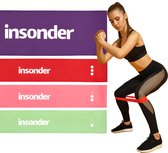 Insonder Fitness Weerstandsbanden Set van 4 - Extra sterk tot 18kg - Resistance Band - Fitness Elastiek - Booty Band - Sport Elastiek Banden - Fitness Band - Mini Bands - Verschillende Weerstandsniveaus - Inclusief Ebook