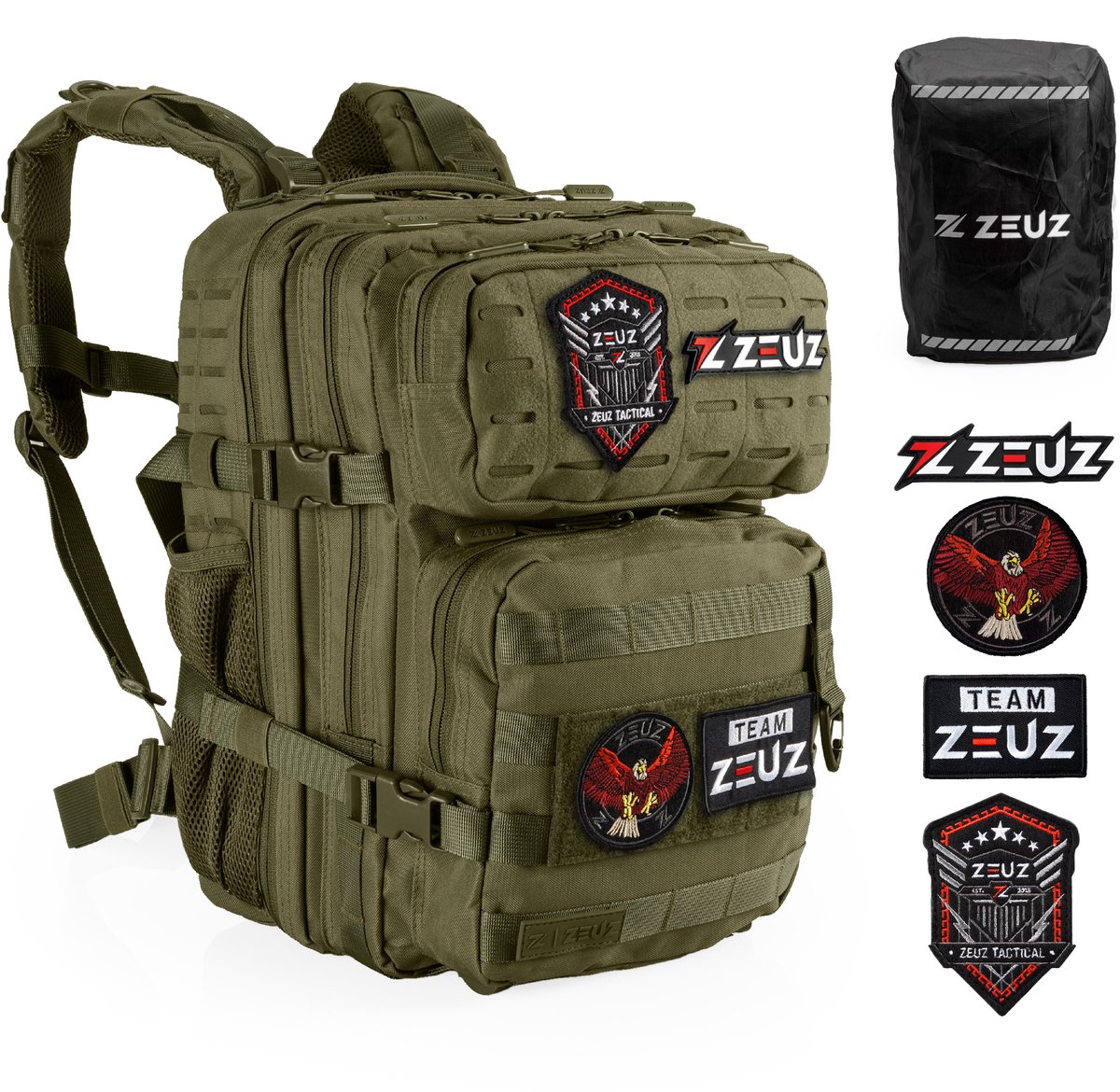 ZEUZ Tactical Rugzak Dames & Heren voor Fitness & CrossFit – Backpack - Sporttas - Militaire Army Bag - Sport Tas – 25 Liter - Groen