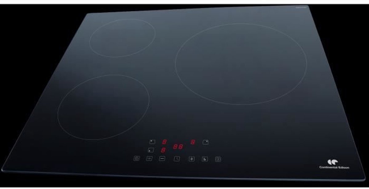 CONTINENTAL EDISON CETI3B28 inductiekookplaat 3 zones, 6600W - 3 boosters - 3 timers - zwart