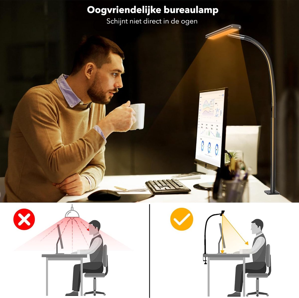 Vicon Bureaulamp LED Dimbaar - 3 Kleuren licht thumbnail 4