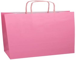 ArtiPack Kraft Papieren Tasjes Met Handvat – Zakjes – 50 Stuks – Roze – 32x13x28 cm – Roze Cadeautasjes liggend A4+