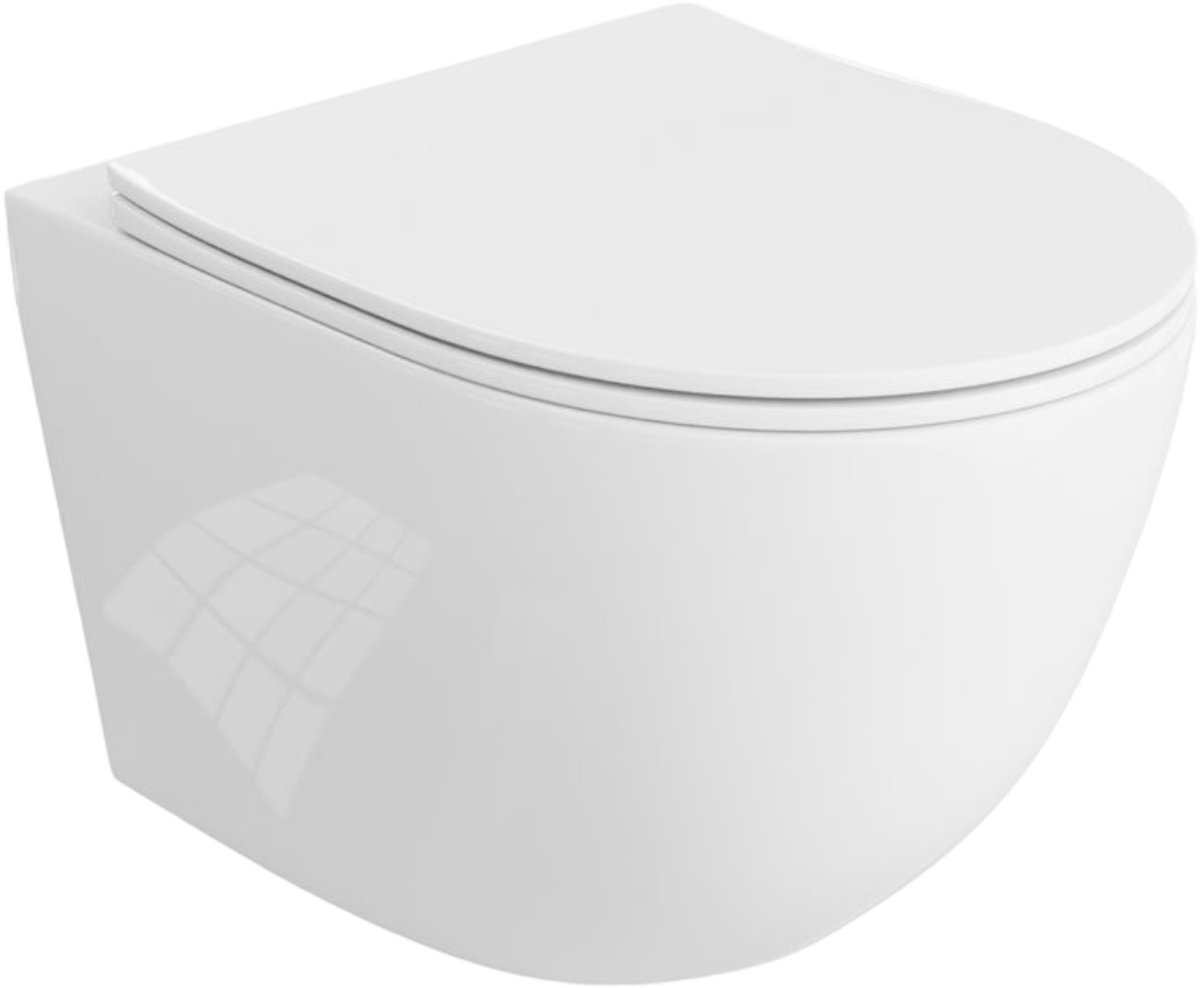 LAVITA® Compact Toiletpot Hangtoilet Sinto - Wit Hoogglans - Hangend Rimless Randloos Toilet - Toiletbril Softclose zitting - Wandcloset Badkamer WC