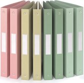 ACROPAQ - 8 x Ringmap A4 4 ringen - Ringband met rugetiket - Rug 3,5 cm - ‘Aarde’ Natuurcollectie - Ordner / Ringband - Ringmappen, Ringmapjes, Ringband 4 rings, Multomap 4 ring