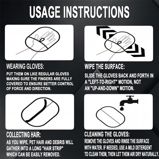 Lot de 2 gants d'épilation silencieux pour animaux de compagnie - Gloves de toilettage pour animaux de compagnie - Gloves Gloves' épilation réutilisables pour animaux de compagnie - Pour laver, épiler et toiletter les animaux de compagnie