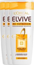 L'Oréal Paris Elvive Re-Nutrition Shampoo - 3 x 250 ml - Voordeelverpakking