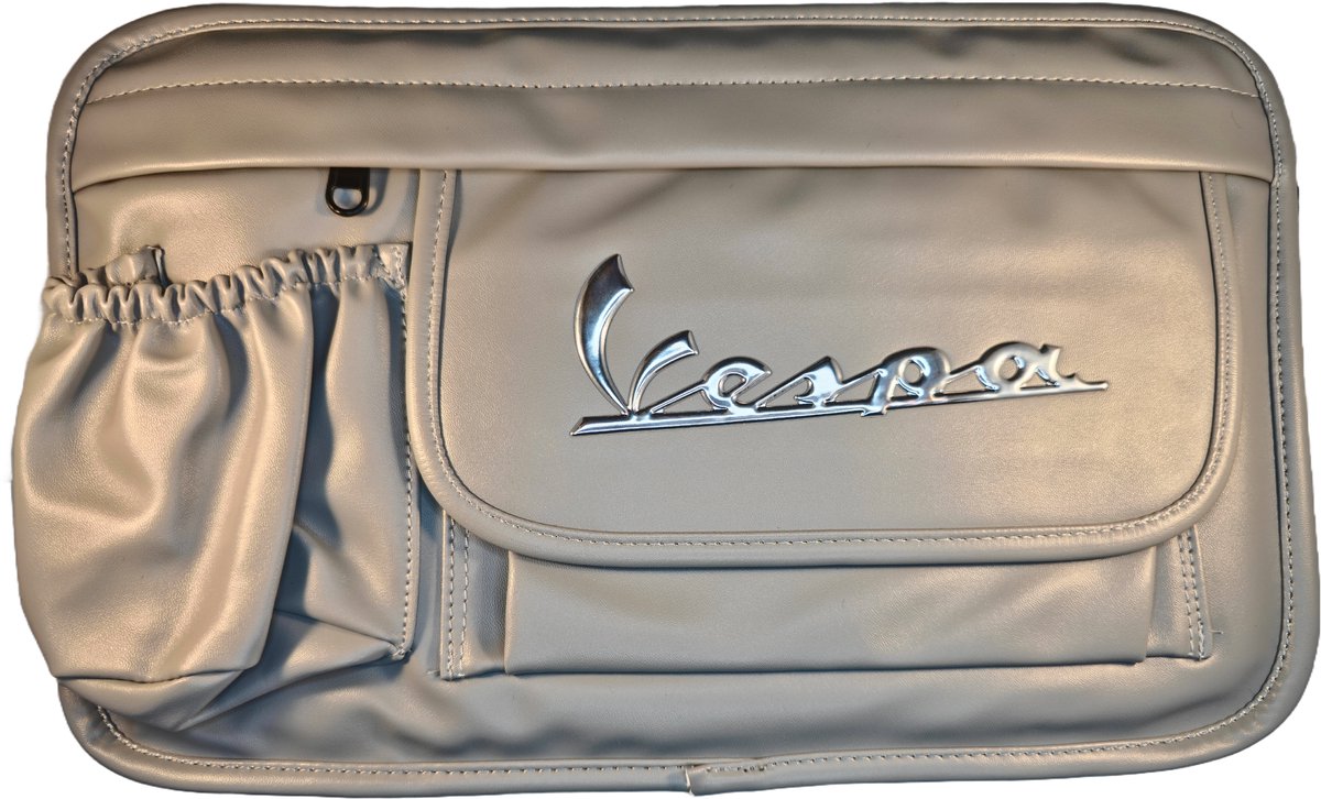Leren Tas voor Piaggio Vespa - Leren opbergtas voor Piaggio Vespa Motor Scooter - Waterdicht - Leer / PU - Grijs / Silver