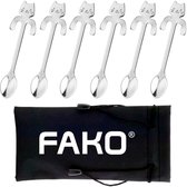 6x Theelepel / Koffielepel Hangende Kat - Zilver - 6 Stuks