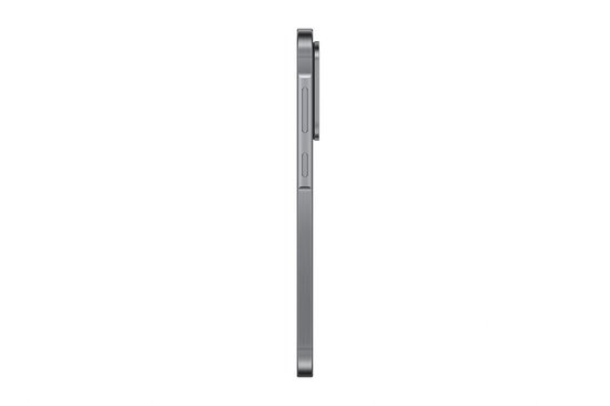 Samsung Galaxy A56 5G gris, vue de côté.