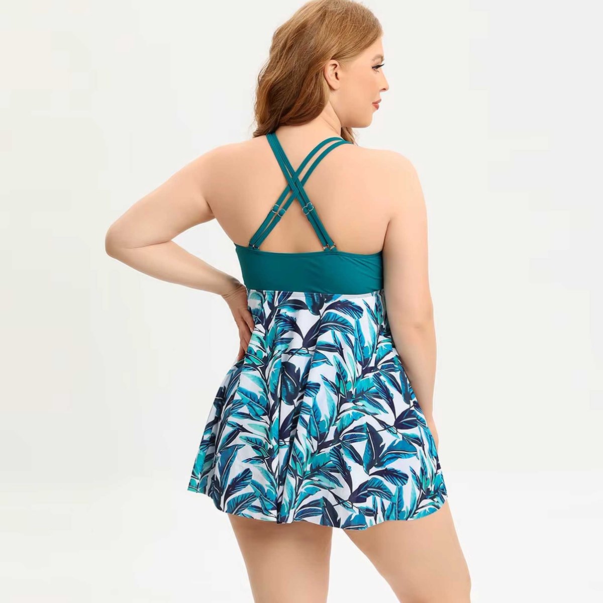 Tankini Blauw - Badpak - Zwemjurk - Dames - Bikini - Groen - Dames - Shirt — afbeelding 2