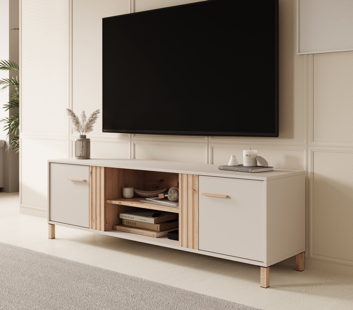 MEUBELLA TV-Meubel Bahia - Beige - 163 cm