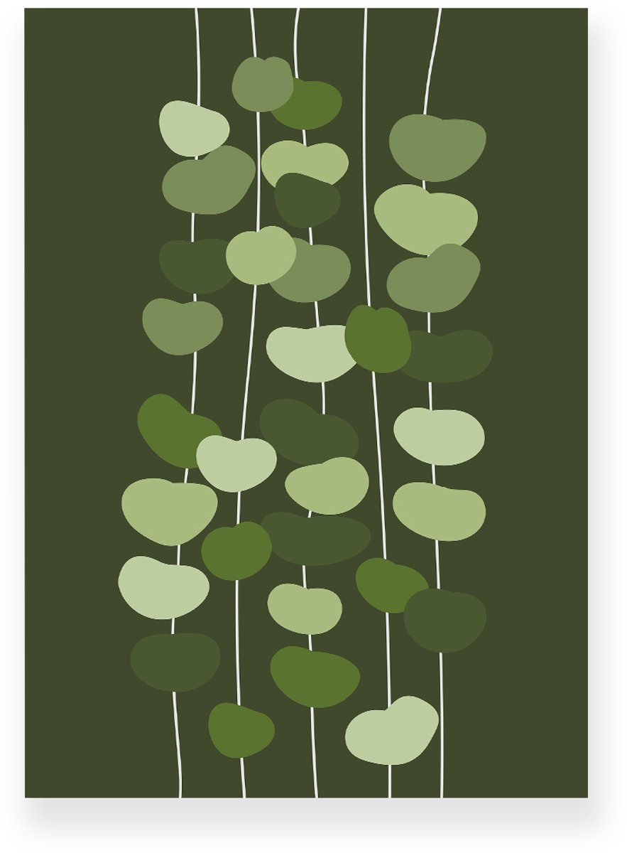Yisual Poster 50x70 cm - Eucalyptus Takken - Planten - Donkergroen - Lichtgroen - Minimalistisch - Botanisch - Muurdecoratie - Wanddecoratie